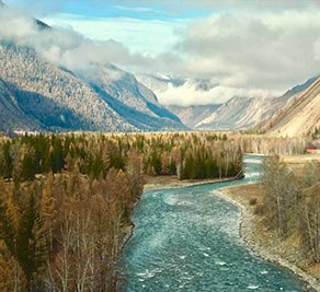 Turquoise river in Altai